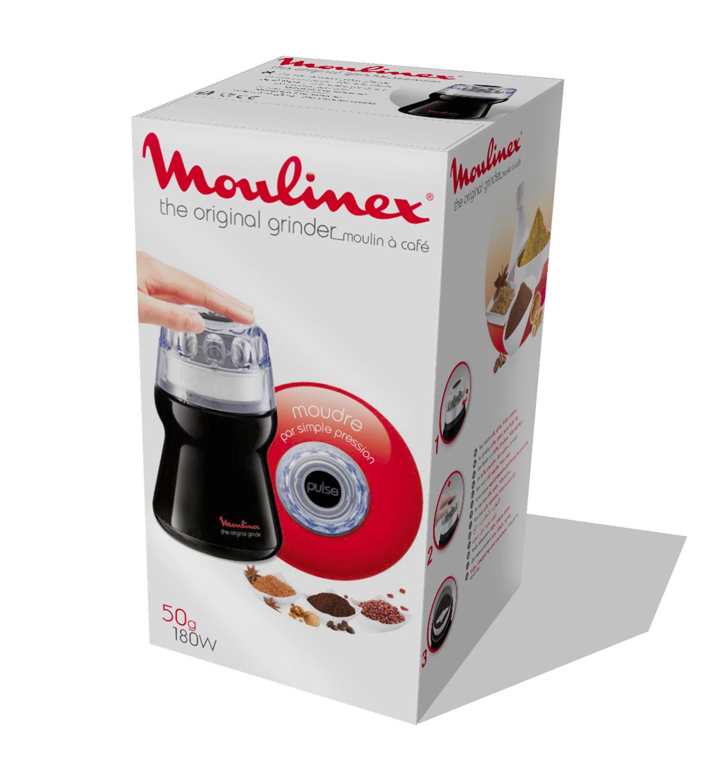Moinho de Café MOULINEX AR110830 (180 W - 50 g - Aço inoxidável - Preto e Transparente) — miniatura 4