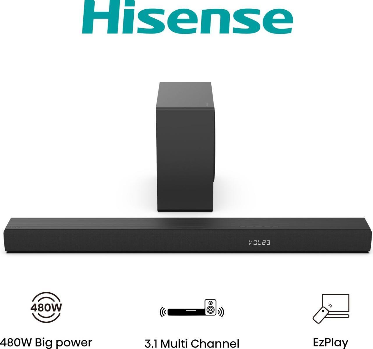 Barra de Som HISENSE HS3100 (480 W - Com fios e sem fios - Preto)