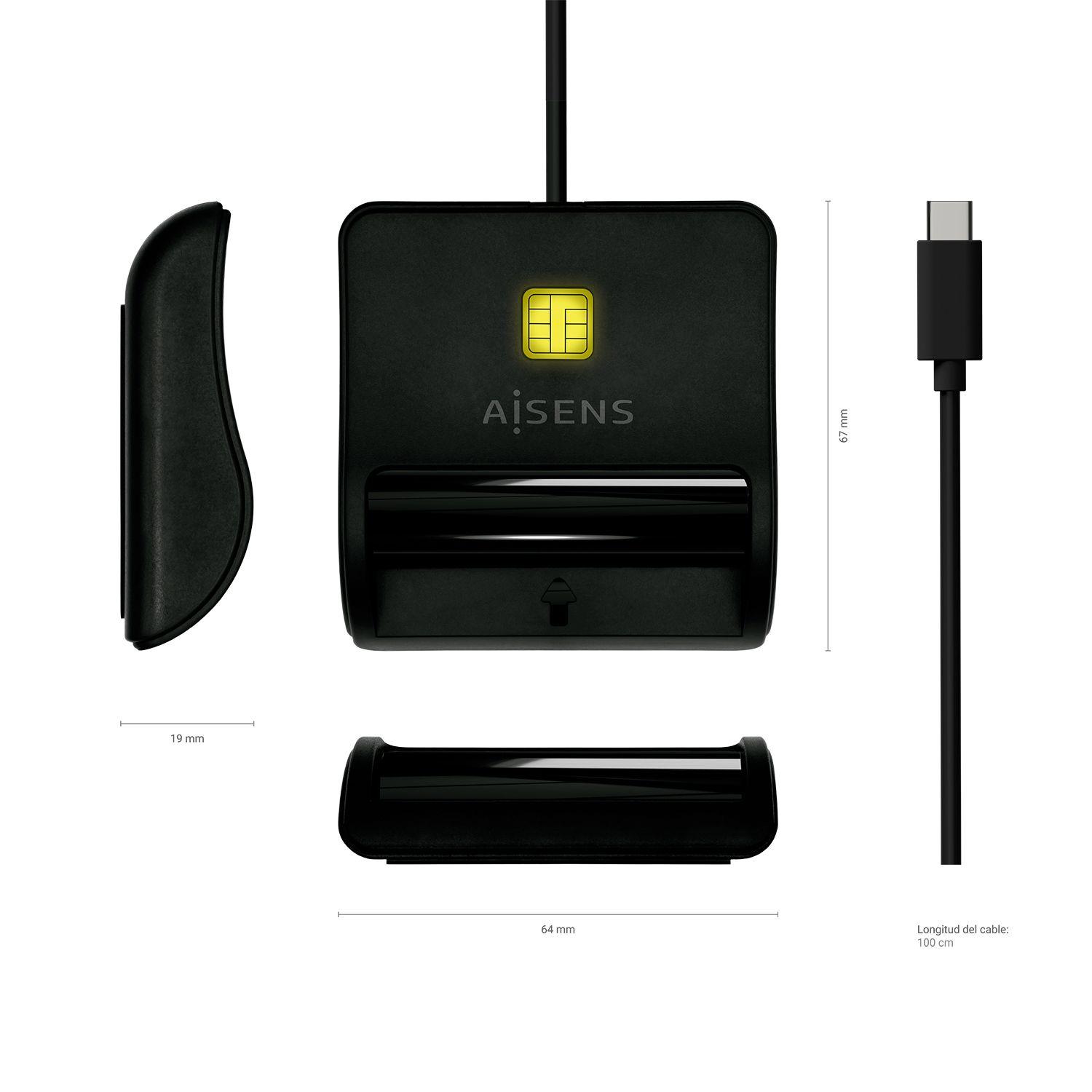 Leitor de Cartões Inteligentes AISENS ASCR-SN03C-BK (USB 2.0 - Preto), miniatura 4