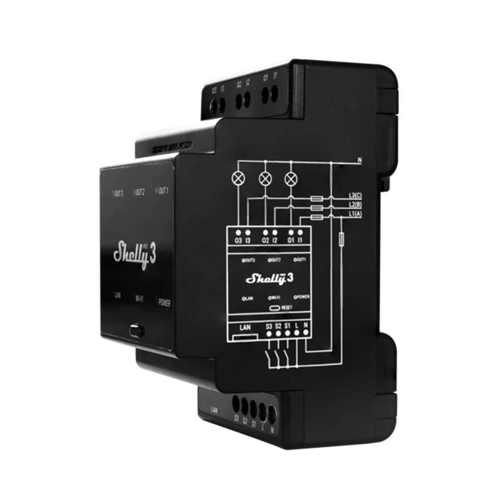 Relé Inteligente SHELLY Pro 3 (Preto) — miniatura 3