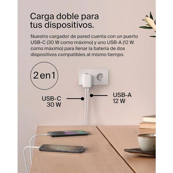 Carregador de Parede BELKIN WCB009VFWH (1 porta USB-A e 1 porta USB-C - AC - Branco), miniatura 5