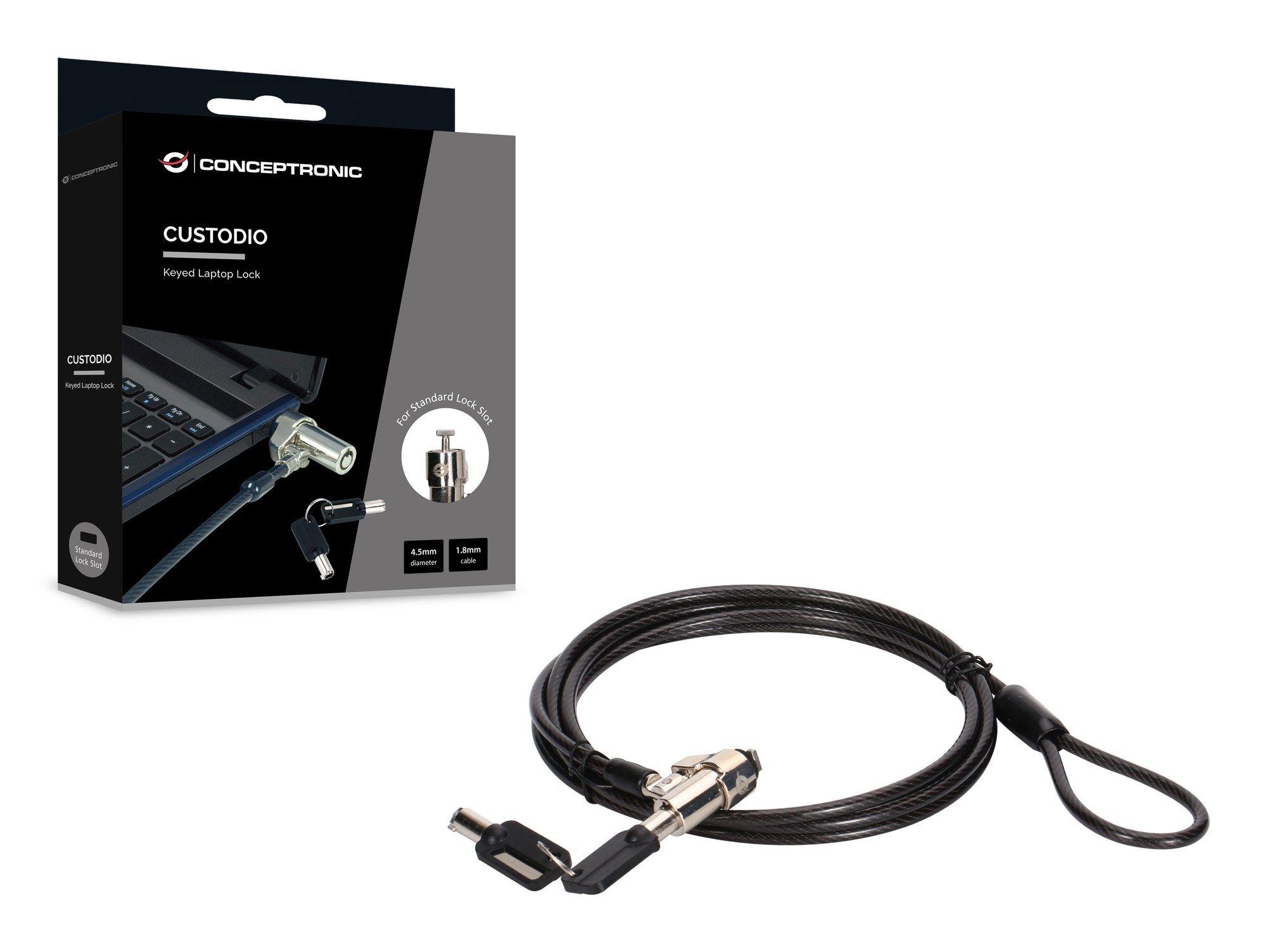 Cadeado de Segurança para Computador Portátil CONCEPTRONIC CUSTODIO02BSM (Computador portátil - 2 botões - 1,8 m - Preto) — miniatura 2