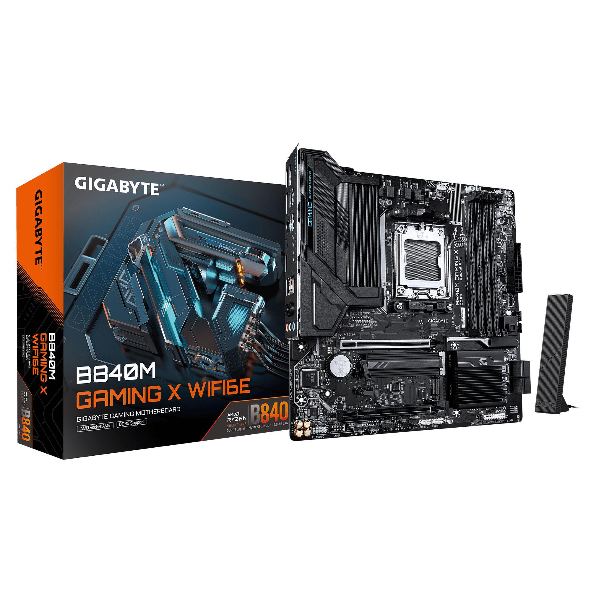 Motherboard GIGABYTE B840M GAMING X WIFI6E (AM5 - Micro ATX - Duplo canal - Castanho escuro)