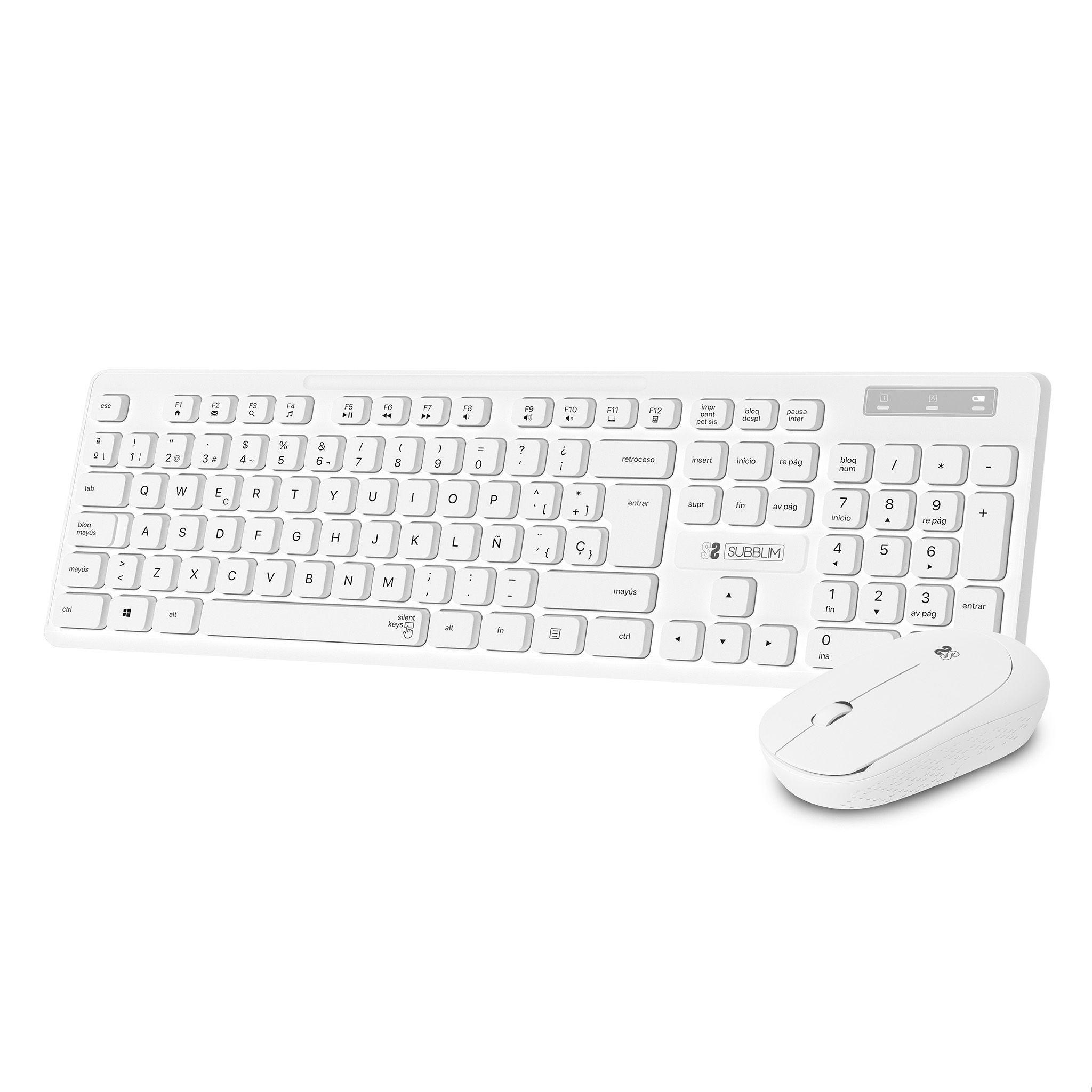 Conjunto Teclado e Rato SUBBLIM Business Slim CSSW11 (Espanhol - Membrana - Tamanho completo - Branco)