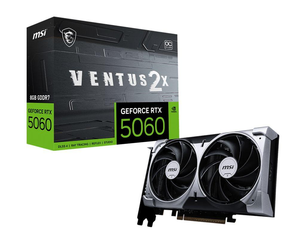 Placa Gráfica MSI GeForce RTX 5060 8G VENTUS 2X OC (GeForce RTX 5060 - 28 Gbit/s - 8 GB - Prateado)