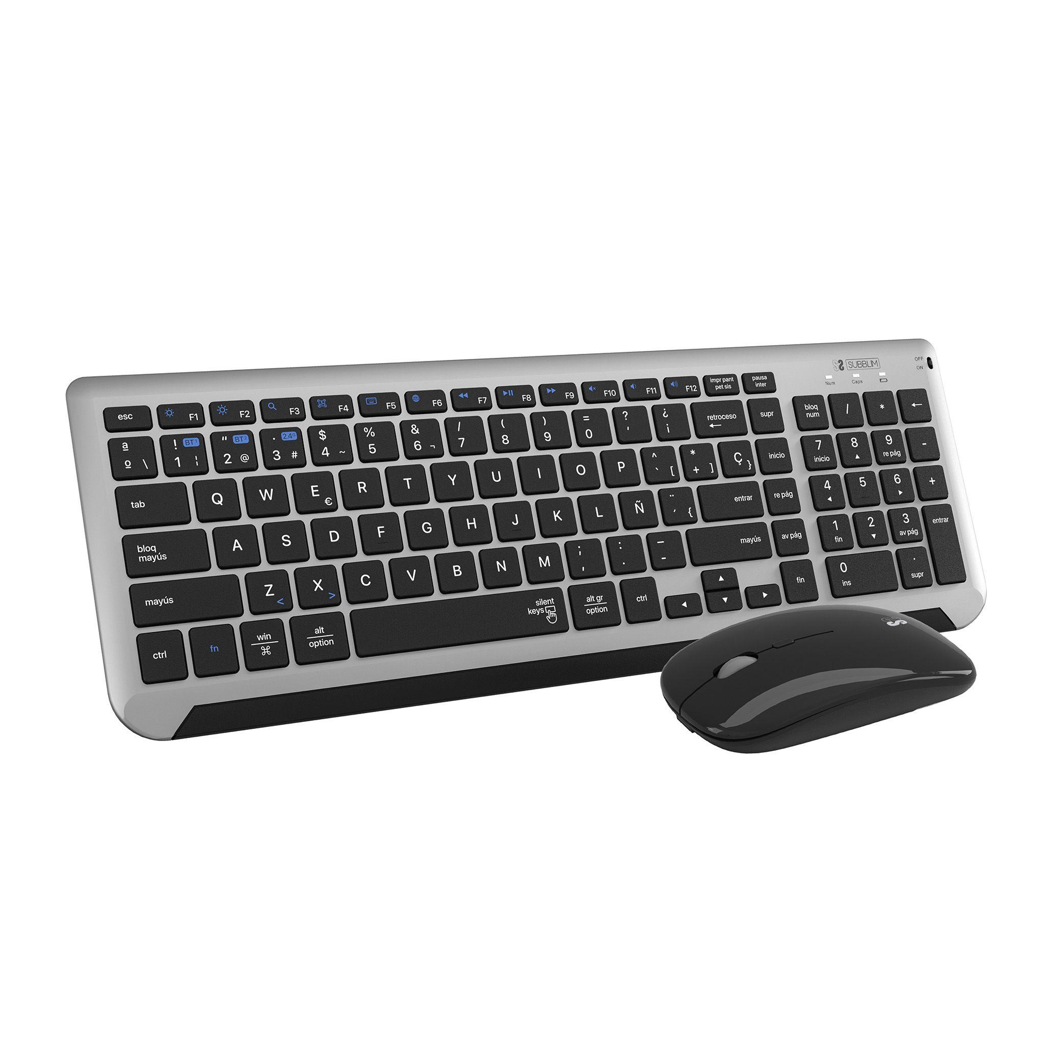 Conjunto de Teclado e Rato SUBBLIM Prestige Combo Multi-Dispositivo (Espanhol - Teclas tesoura - 98% - Preto e Cinzento)