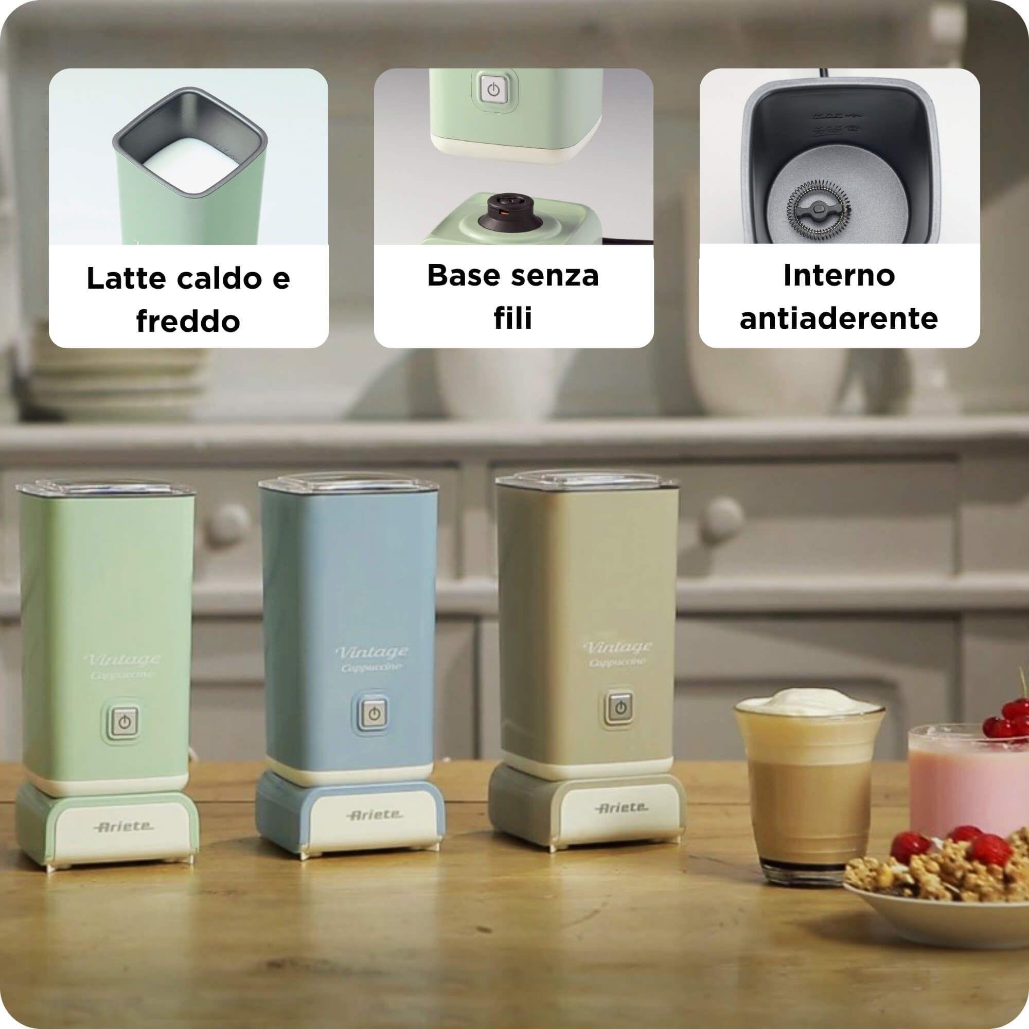 Espumador e Aquecedor de Leite Automático ARIETE Vintage 2878/04 (500 W - Quente e frio - Altura 22 cm - Verde) — miniatura 3