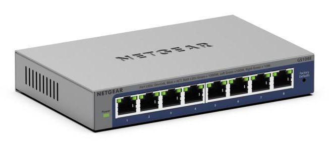 Switch Smart Managed NETGEAR GS108E-400EUS (Gigabit Ethernet - 10/100/1000 Mbit/s - 16 Gbit/s - Cinzento) — miniatura 2