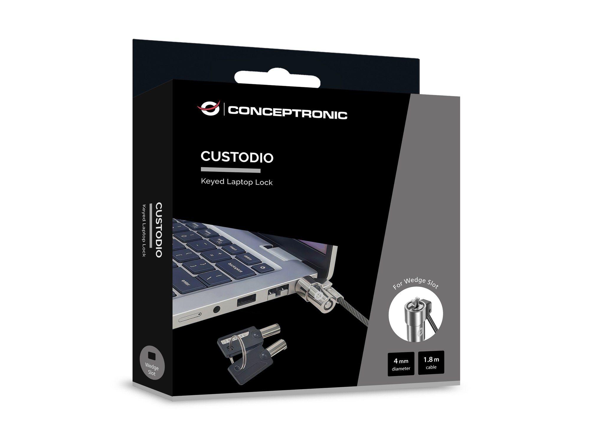 Cadeado Antirroubo para Portátil CONCEPTRONIC CUSTODIO02BWM (Cabo 1,8 m - Preto) — miniatura 3