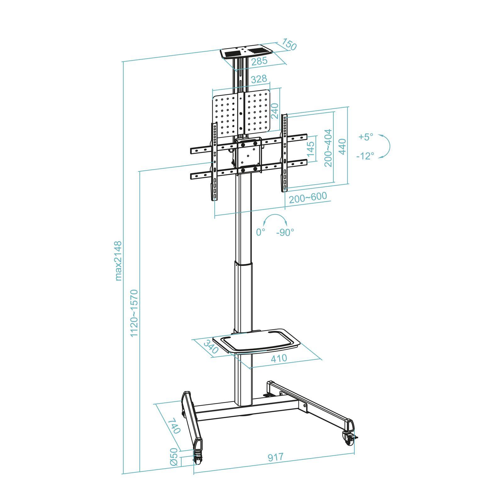 Suporte de Chão com Rodas para TV TOOQ FS1184M-B (37-70" - VESA 600x400 - 70 kg - Preto), miniatura 8
