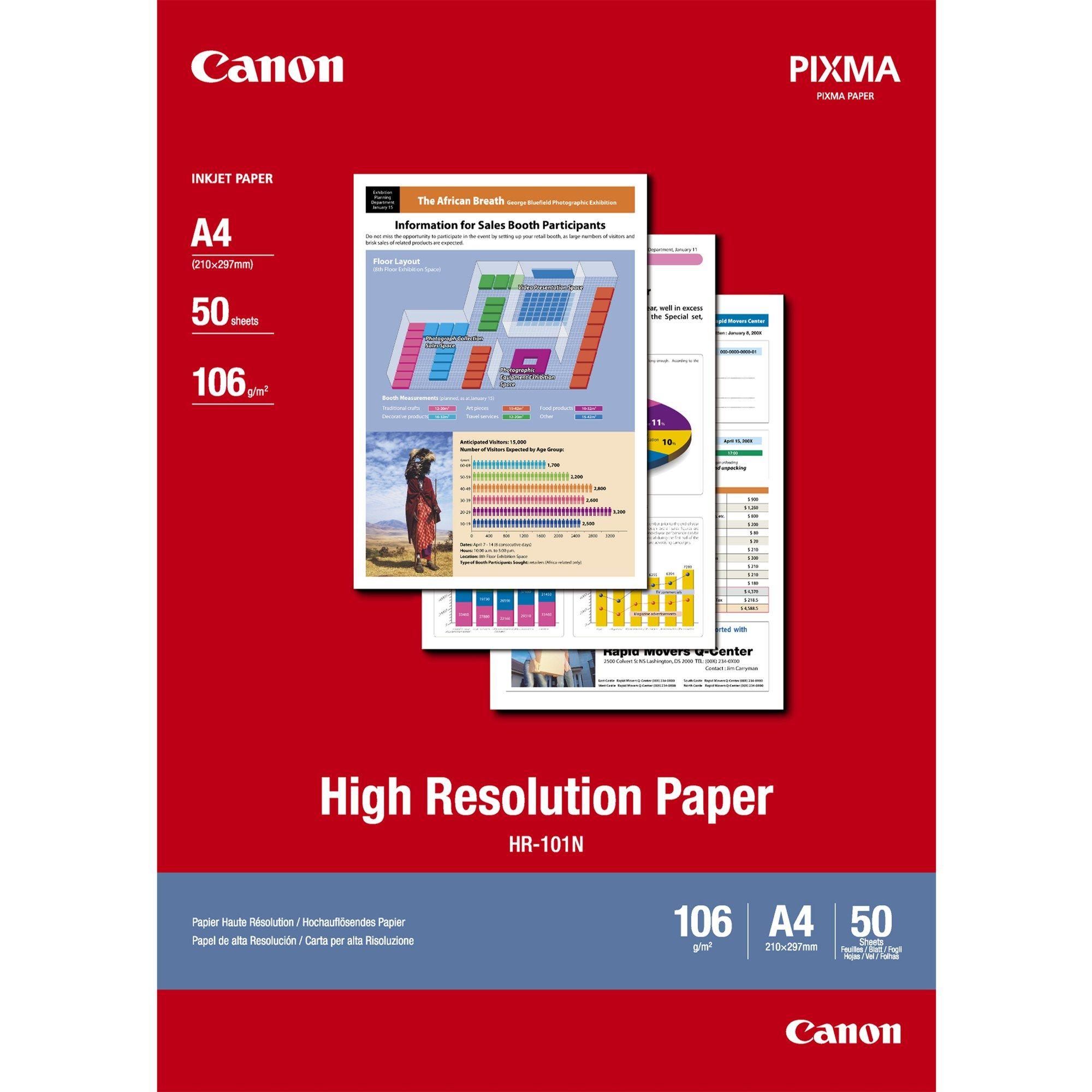 Papel Fotográfico de Alta Resolução CANON HR-101N (A4 - 50 Folhas)