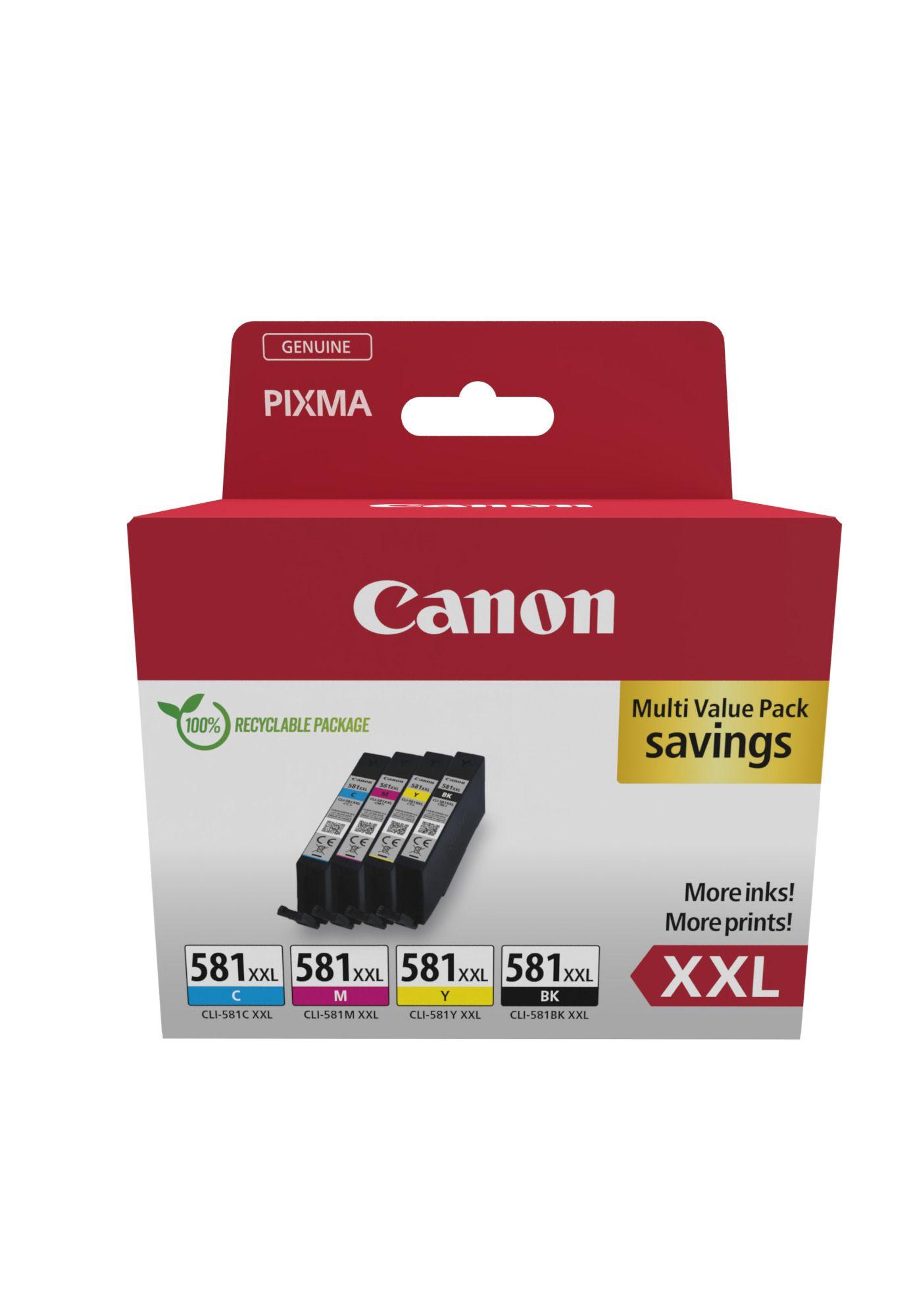 Pack de 4 Tinteiros CANON CLI-581XXL 1998C007 (Preto, Ciano, Magenta e Amarelo)