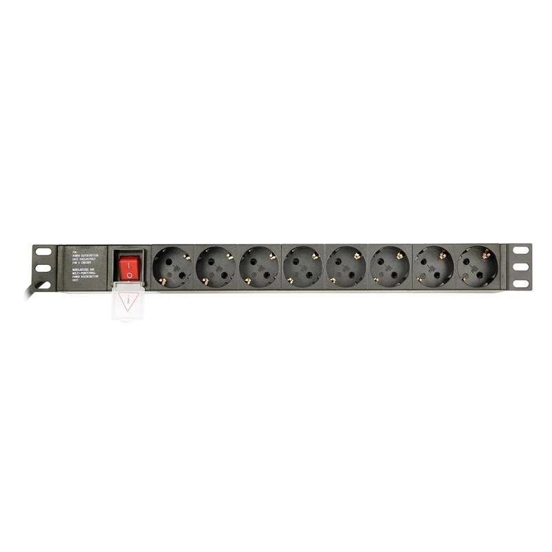 Régua PDU GEMBIRD EG-PDU-014-C14 (8x Schuko - 1U - Preto)
