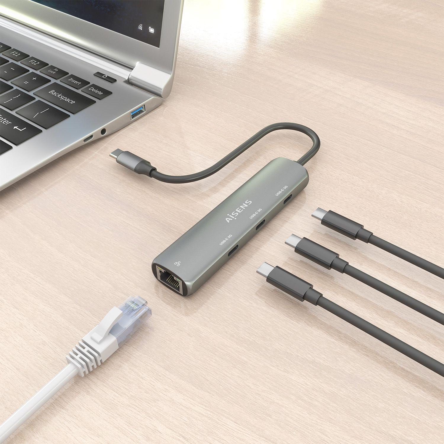 Dock USB-C AISENS ASUC-4P041-GR (0,15 m - Cinzento), miniatura 7