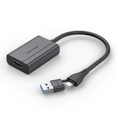 Adaptador VENTION ACYHB USB-C/USB-A para HDMI (0,15 m - USB-C + USB-A - Cinzento)