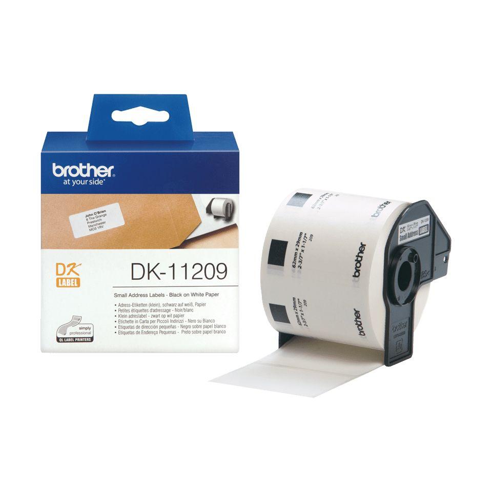 Etiquetas Autocolantes BROTHER DK-11209 (800 unidades - Preto sobre Branco)