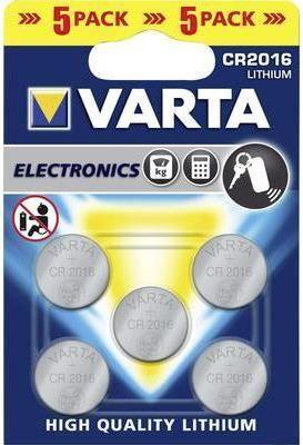 Pilha de Botão de Lítio VARTA CR2016 (3 V - 5 Unidades)