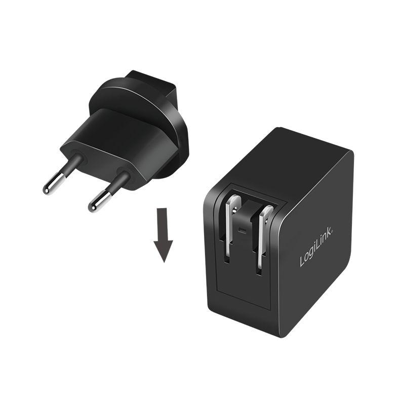Carregador de Viagem LOGILINK PA0302 (65 W - Preto), miniatura 4
