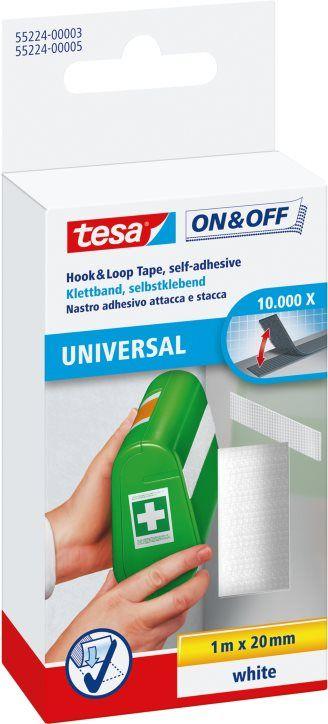 Fita Aderente Autocolante TESA ON&OFF Universal 55224-00003-02 (Branco)