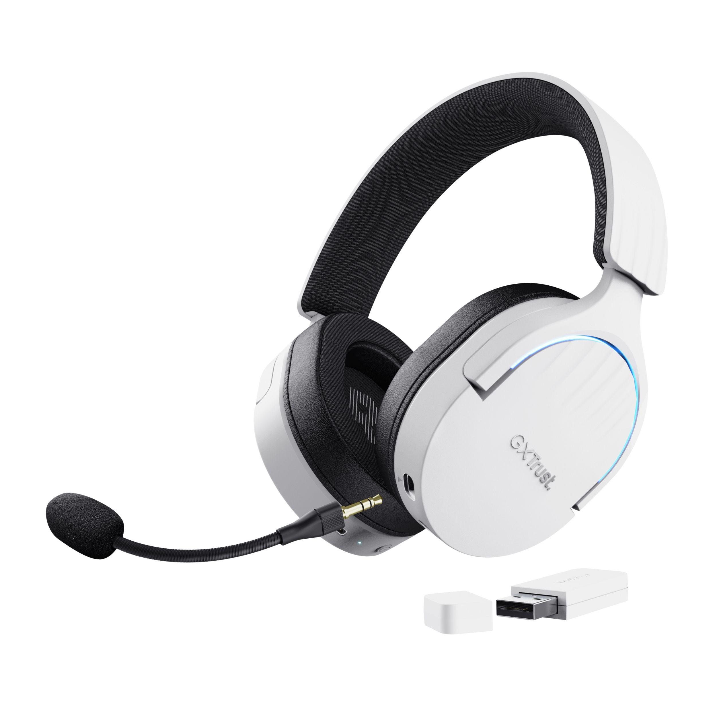Headset Gaming TRUST GXT 491W Fayzo Wireless (Binaural - Com fios e sem fios - 5 cm - Branco)