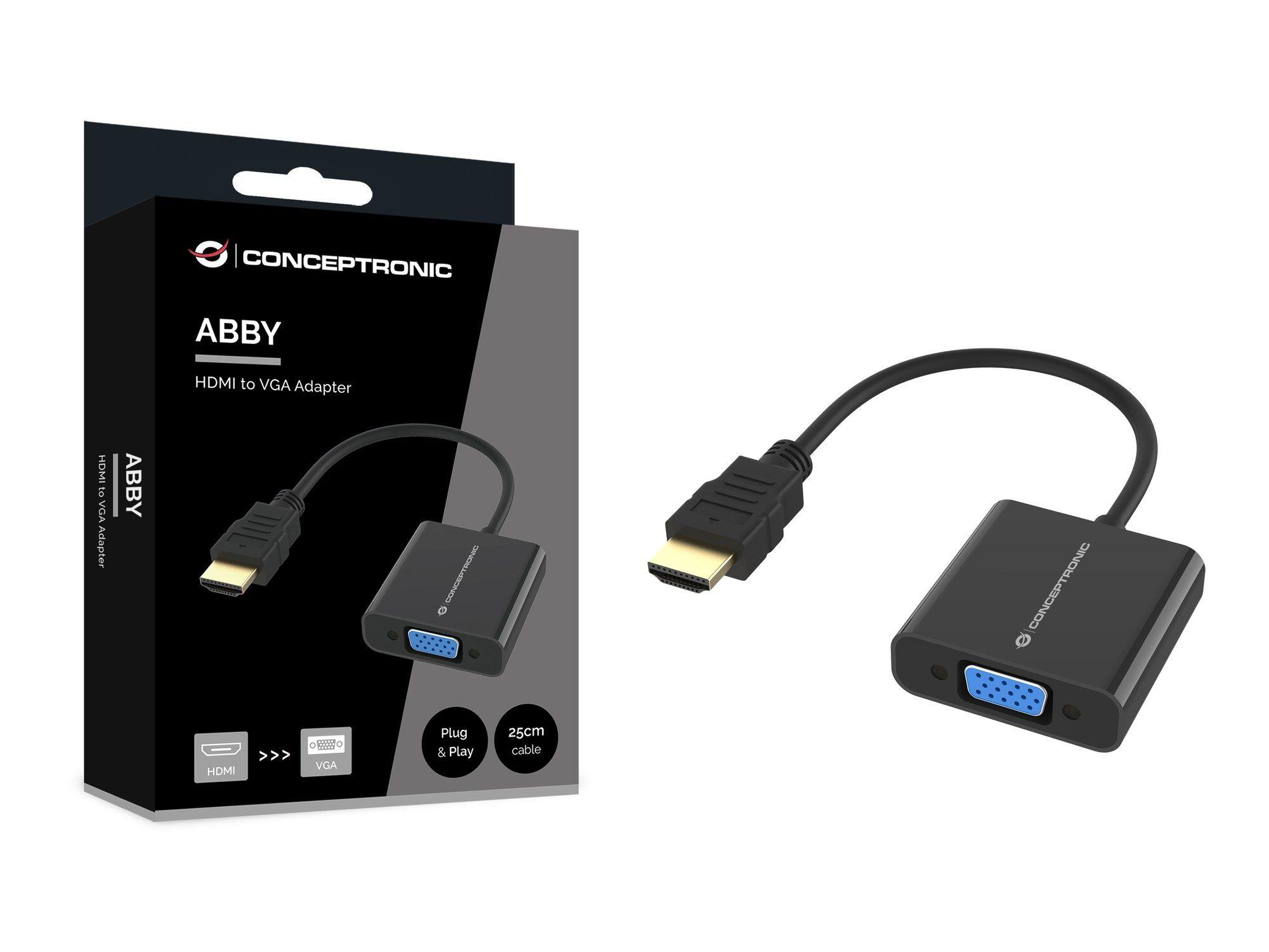 Adaptador de Vídeo HDMI para VGA CONCEPTRONIC ABBY20B (0,25 m - 60 Hz - HDMI Type A - Preto), miniatura 3