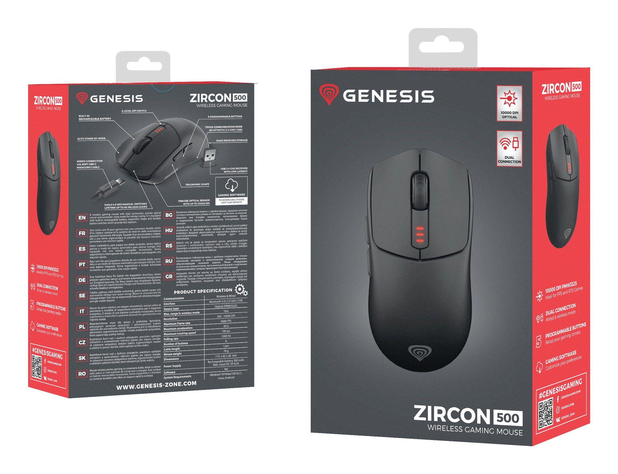 Rato GENESIS Zircon 500 (Mão direita - 10000 DPI - Ótico - Preto), miniatura 15