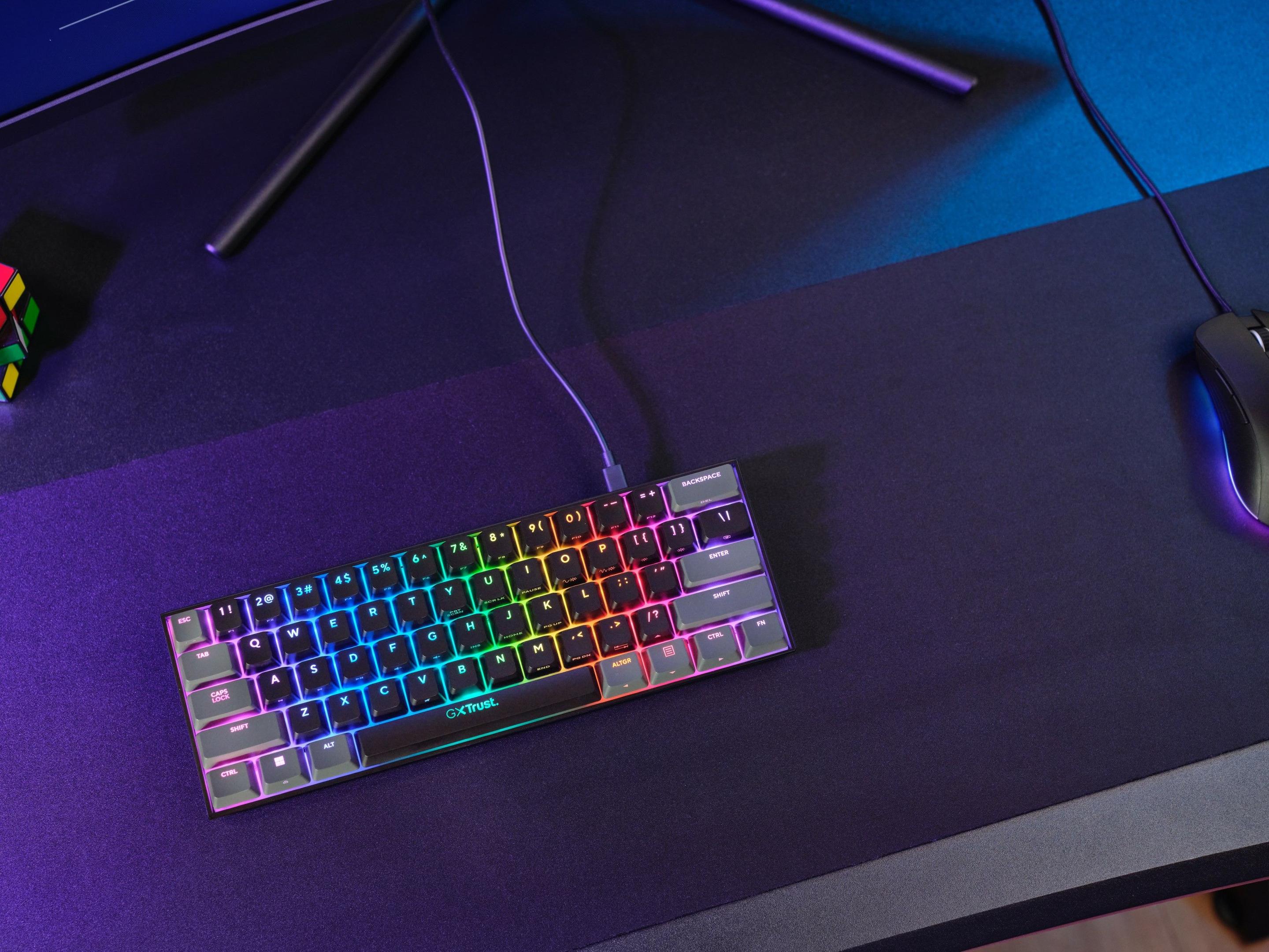 Teclado TRUST GXT 867 Acira (Inglês - Outemu Red - 60% - Preto), miniatura 7
