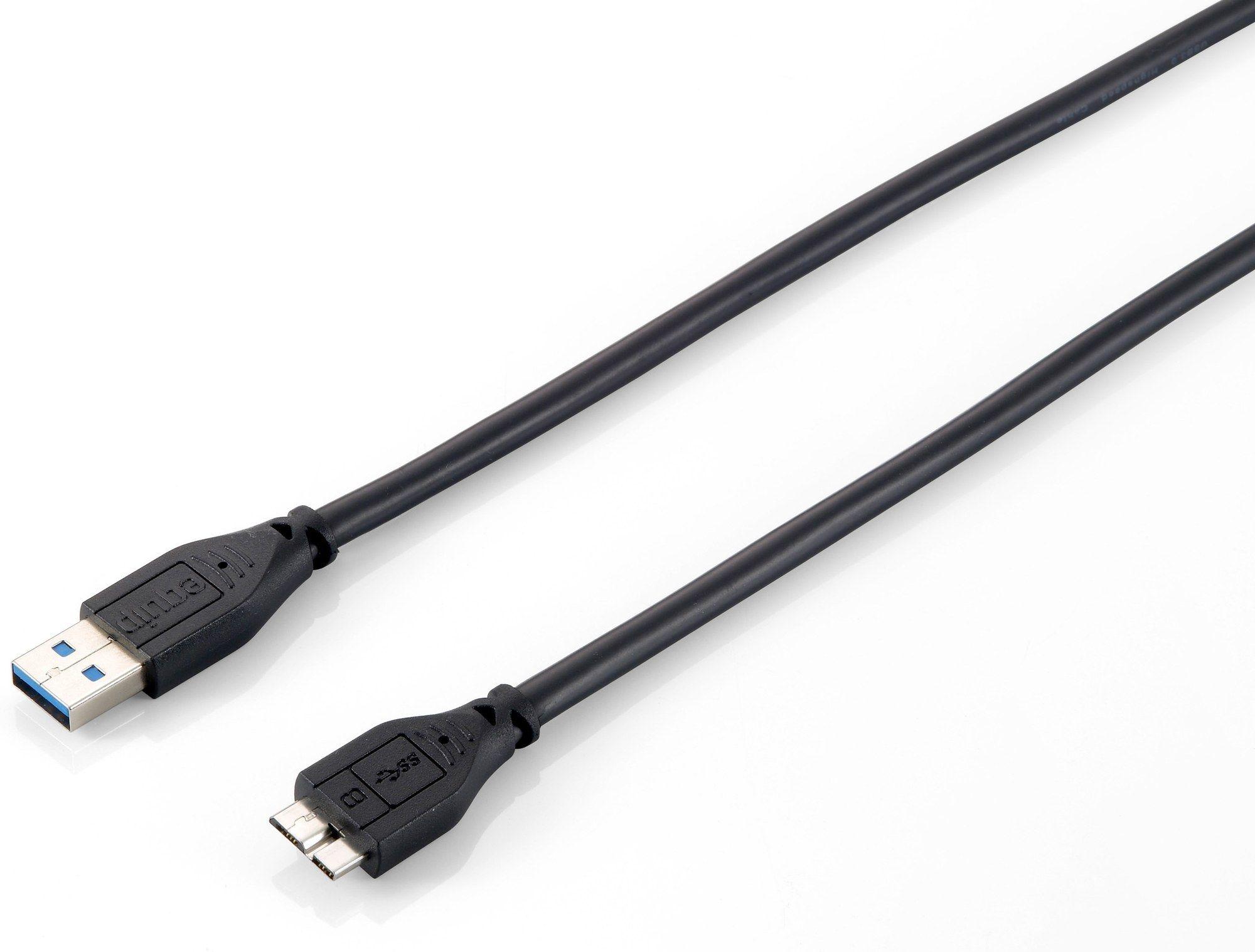 Cabo USB 3.0 EQUIP (1,8 m - Micro-USB B - USB A - Preto)