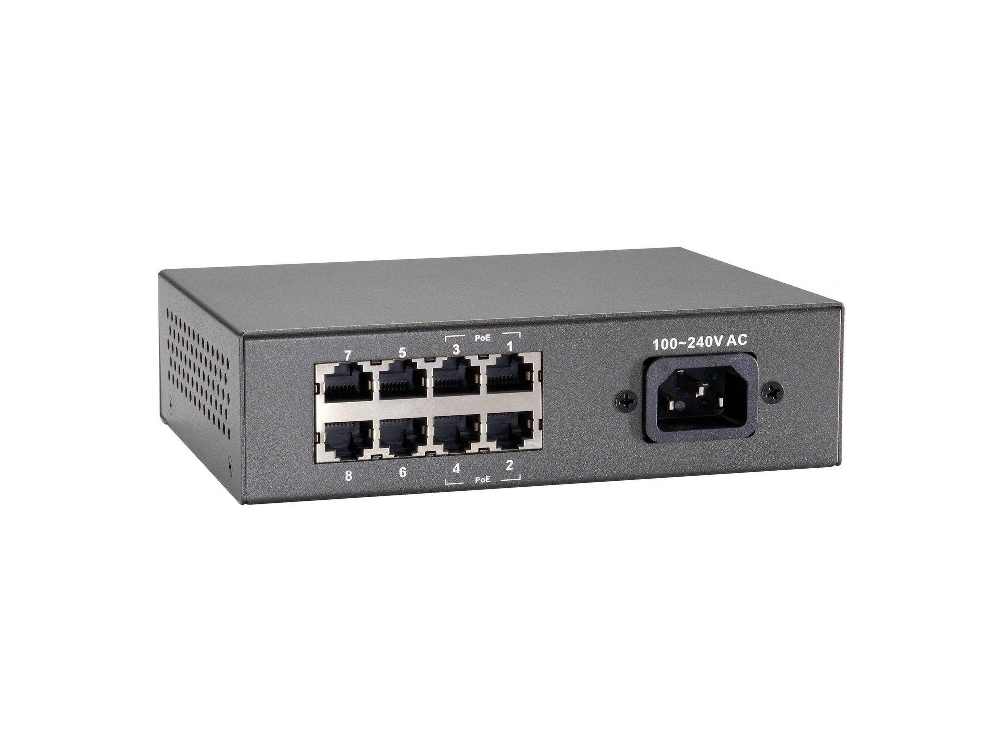 Switch PoE+ LEVELONE FEP-0812 (RJ-45 - Fast Ethernet - 64 KB - Preto), miniatura 2