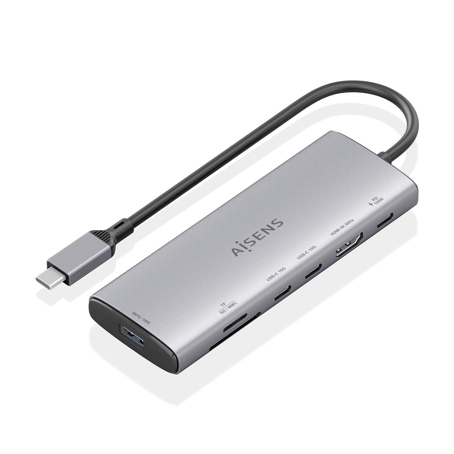 Dock USB-C AISENS ASUC-7P031-GR (0,2 m - Cinzento)
