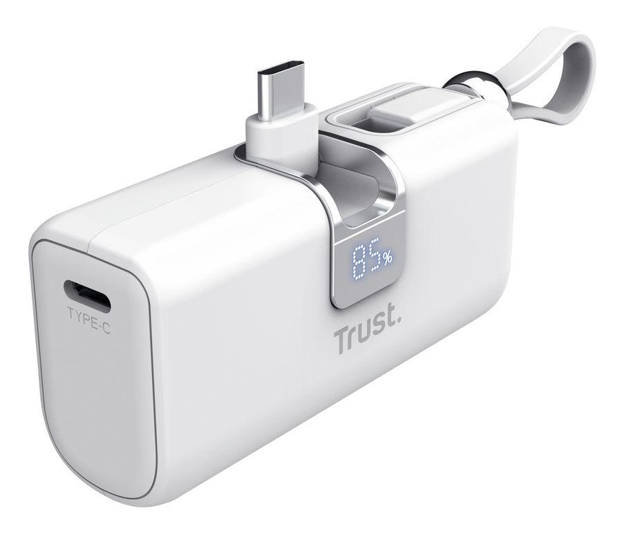 Bateria Externa TRUST Pacto 26105 (5000 mAh - 18 W - USB Type-C - Branco) — miniatura 2