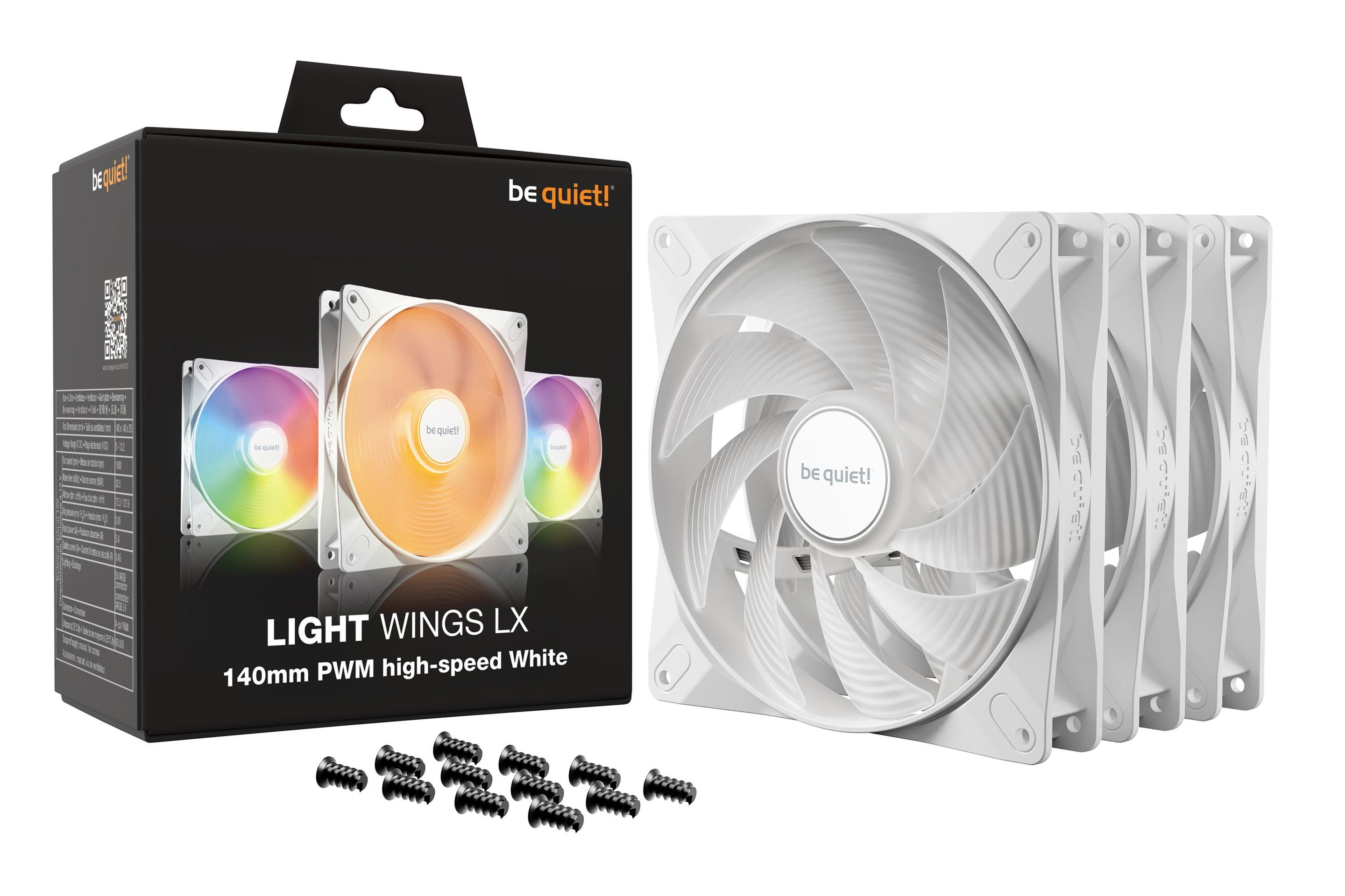 Kit de Ventoinhas para Caixa PC BE QUIET! Light Wings LX 140mm PWM High Speed 3-Pack (5,4 W - Branco) — miniatura 5