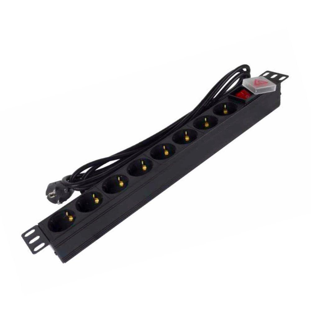 Régua de Tomadas para Bastidor PHASAK BNS 1520 (19" - 8 Tomadas Schuko - Cabo 3 m - Preto)