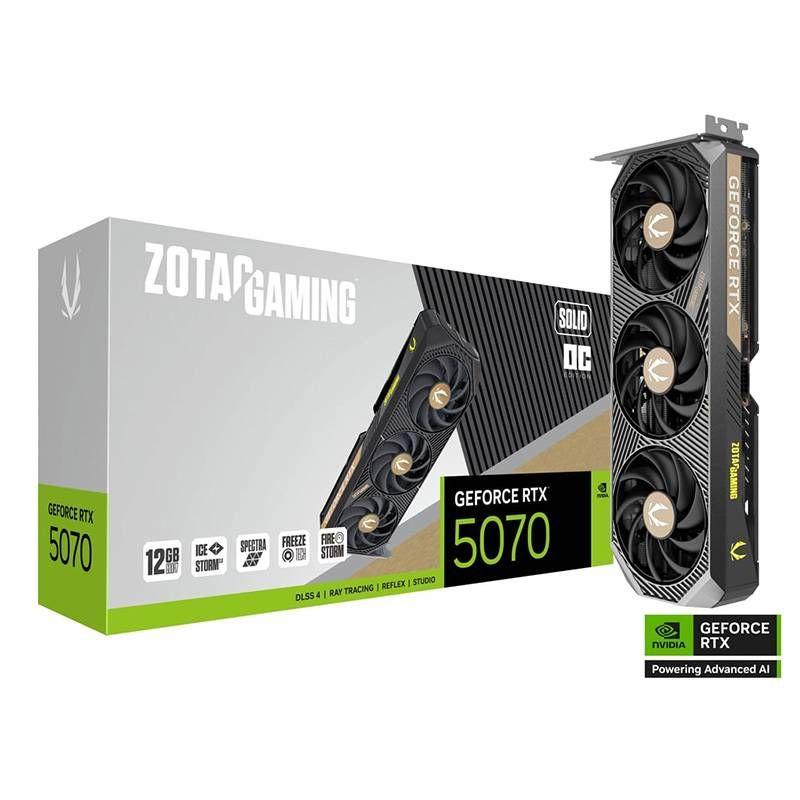 Placa Gráfica ZOTAC GAMING GeForce RTX 5070 SOLID OC (GeForce RTX 5070 - 12 GB - 192 bit - Preto) — miniatura 2