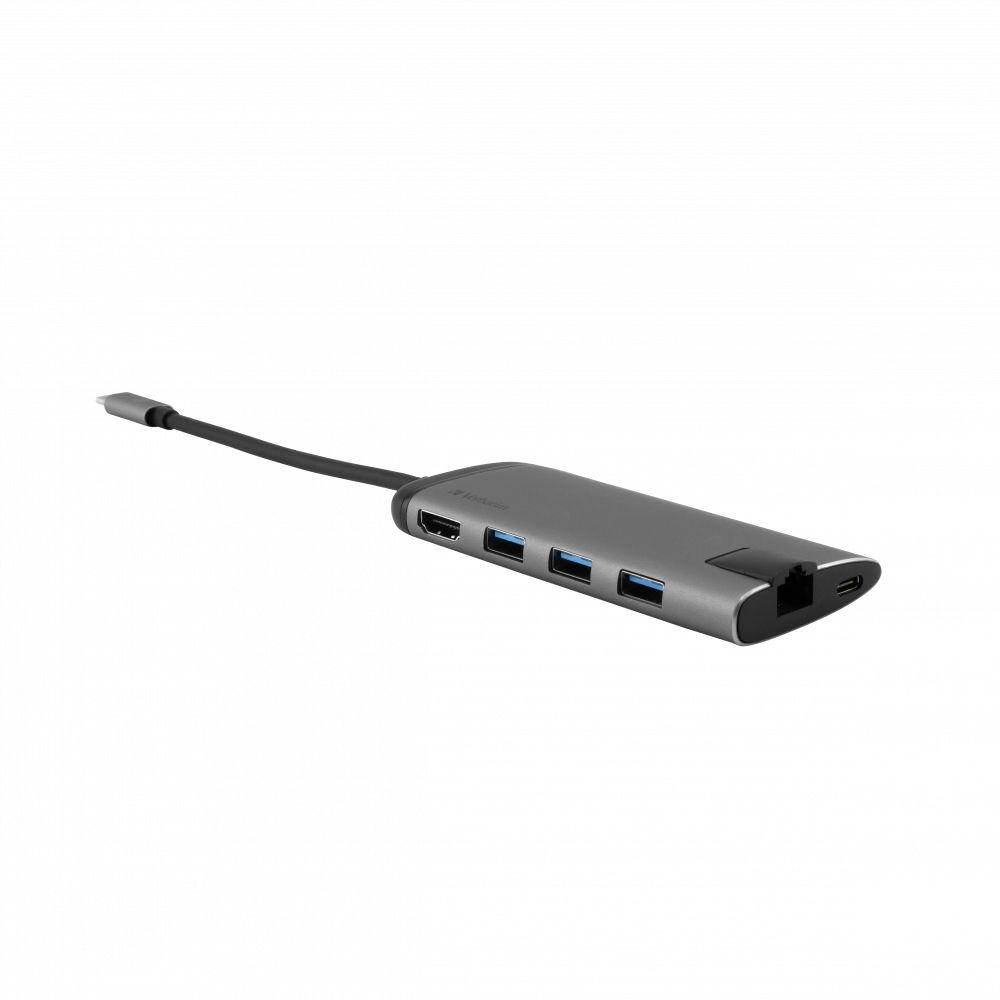 Dock USB-C VERBATIM 49142 (0,015 m - Preto/Prateado) — miniatura 2