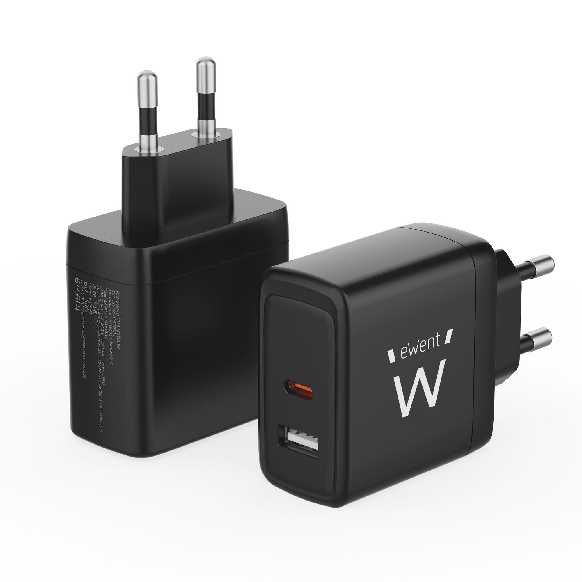 Carregador de Parede EWENT EW1330 (65 W - Preto), miniatura 2