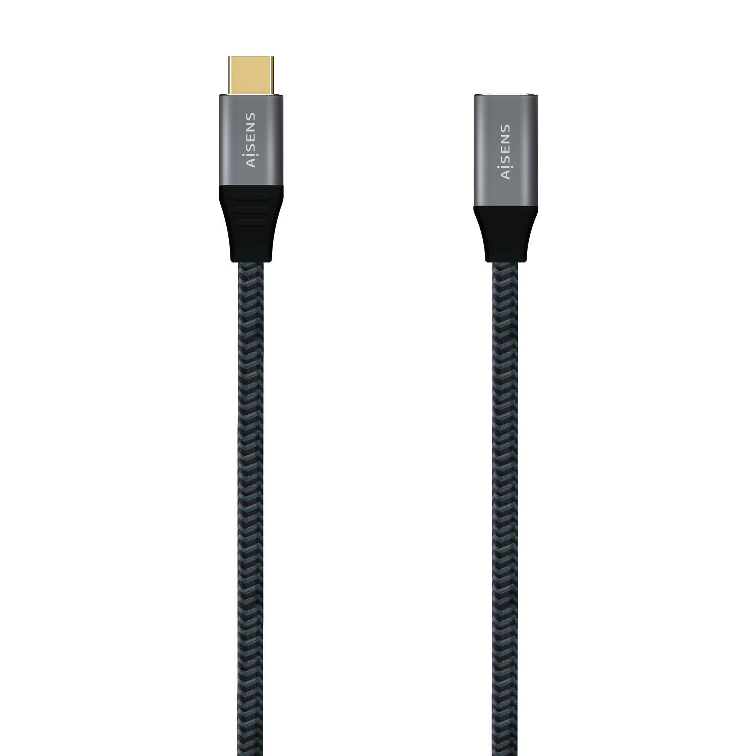 Cabo de Extensão USB-C AISENS A107-0635 (1 m - USB-C - Cinzento)