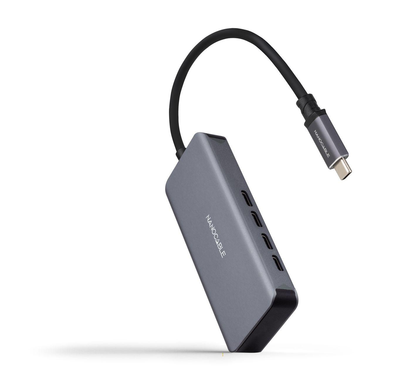 Hub USB-C NANOCABLE 10.16.4504 (0,1 m - Cinzento)