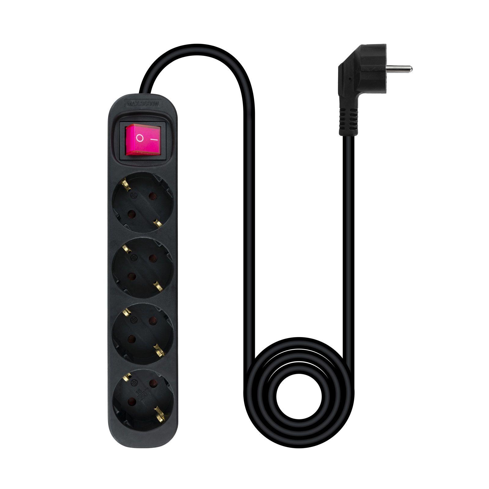 Régua de Tomadas NANOCABLE 10.37.0004-BK (1,4 m - Tipo F - 4x Schuko - Preto) — miniatura 3