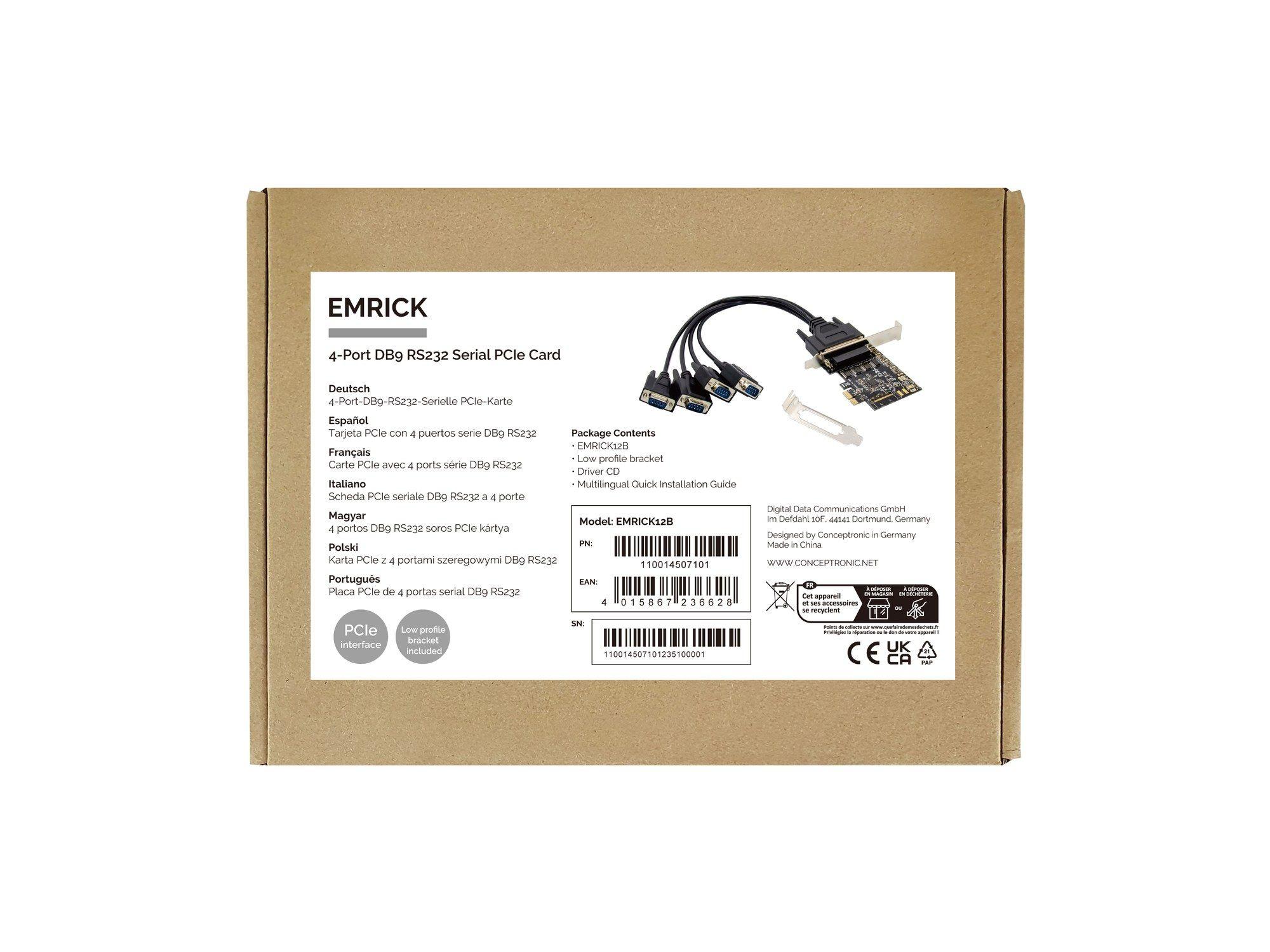 Placa PCI Express de Comunicação CONCEPTRONIC EMRICK12B (Preto) — miniatura 3