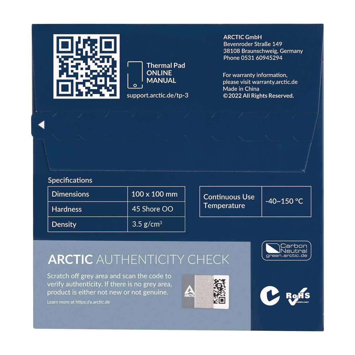 Almofada Térmica ARCTIC TP-3 (Almofada térmica - 3,4 g/cm³ - 150 °C - Azul) — miniatura 4