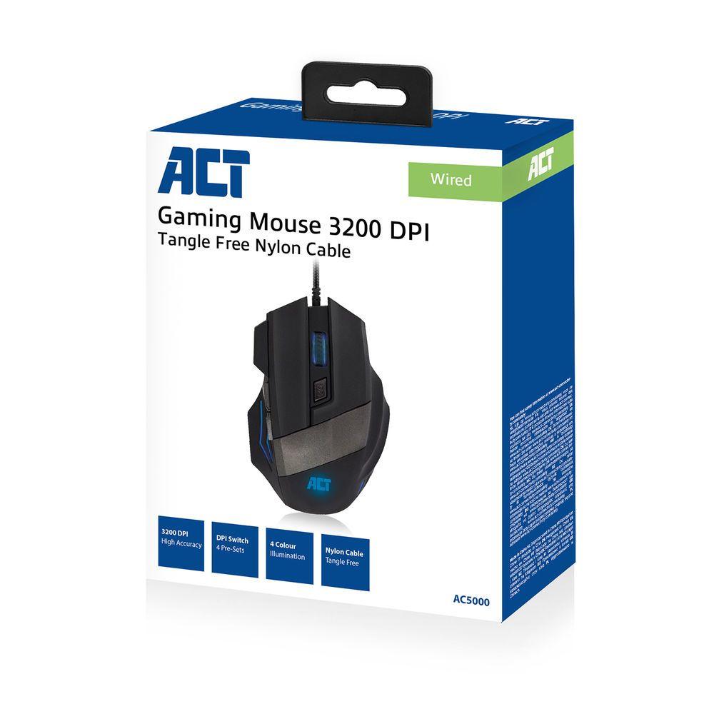 Rato ACT AC5000 (Mão direita - 3200 DPI - Ótica - Preto), miniatura 3