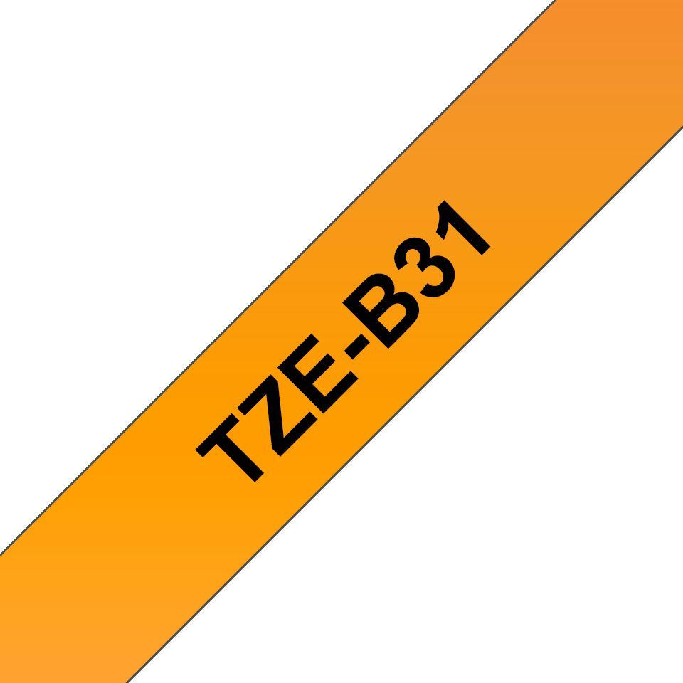 Fita Laminada de Impressão BROTHER TZe-B31 (Preto sobre Laranja Fluorescente)