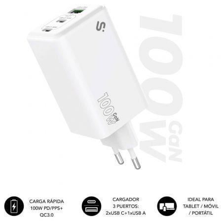 Carregador de Parede SUBBLIM SUBCHG-6G1003 (100 W - Branco) — imagem 1