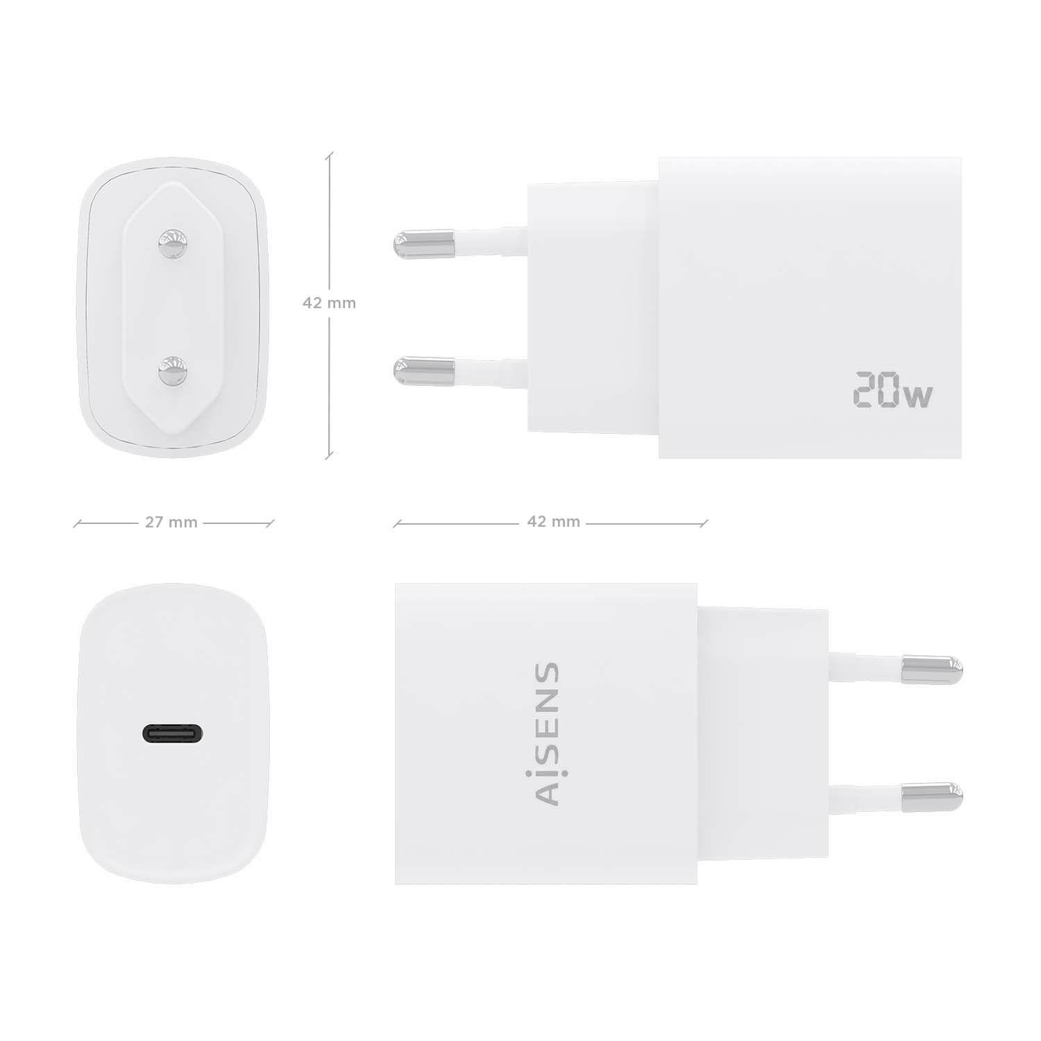 Carregador USB-C AISENS A110-0752 (20 W - Branco), miniatura 4