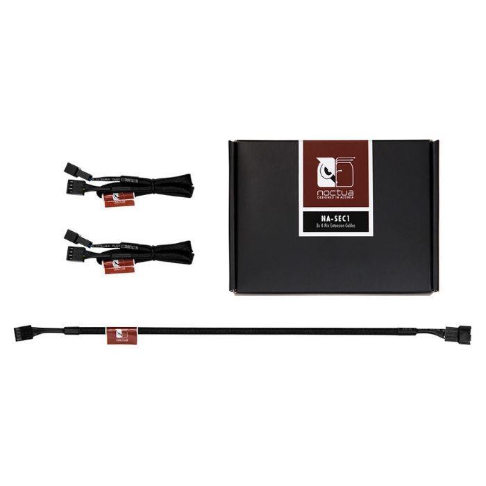 Cabo de Extensão para Ventoinha NOCTUA NA-SEC1 chromax.black (30 cm - Fêmea - Ventoinhas PWM de 3 e 4 pinos - Preto)