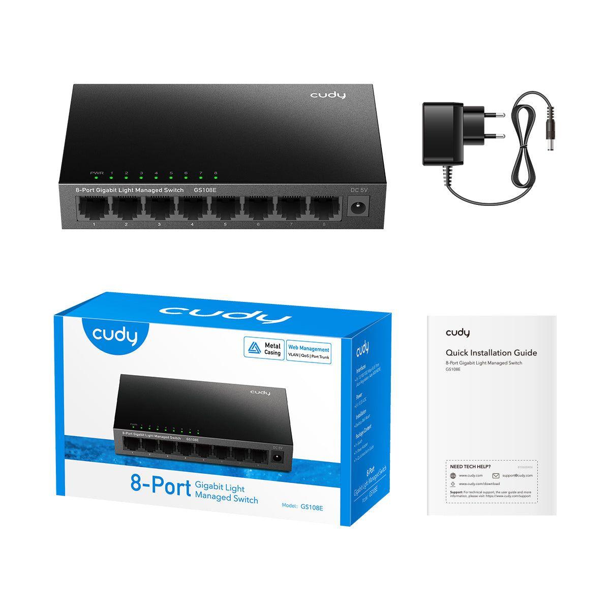 Switch Smart Managed CUDY GS108E 1.0 (Gigabit Ethernet - 10/100/1000 Mbps - 0,5 MB - Preto) — miniatura 3
