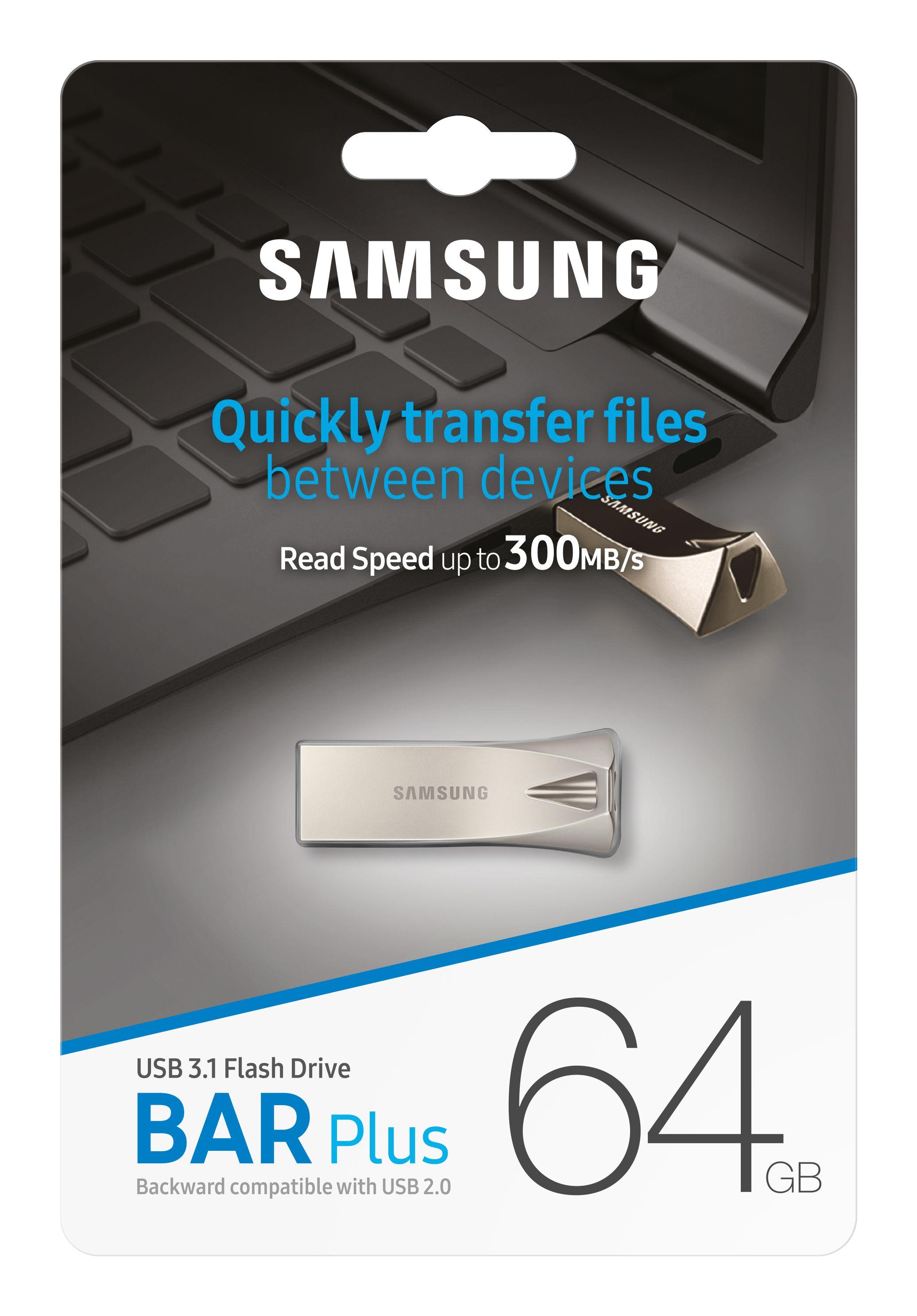 Pen USB SAMSUNG BAR Plus MUF-64BE3/APC (64GB - 300 MB/s - Prateado), miniatura 7