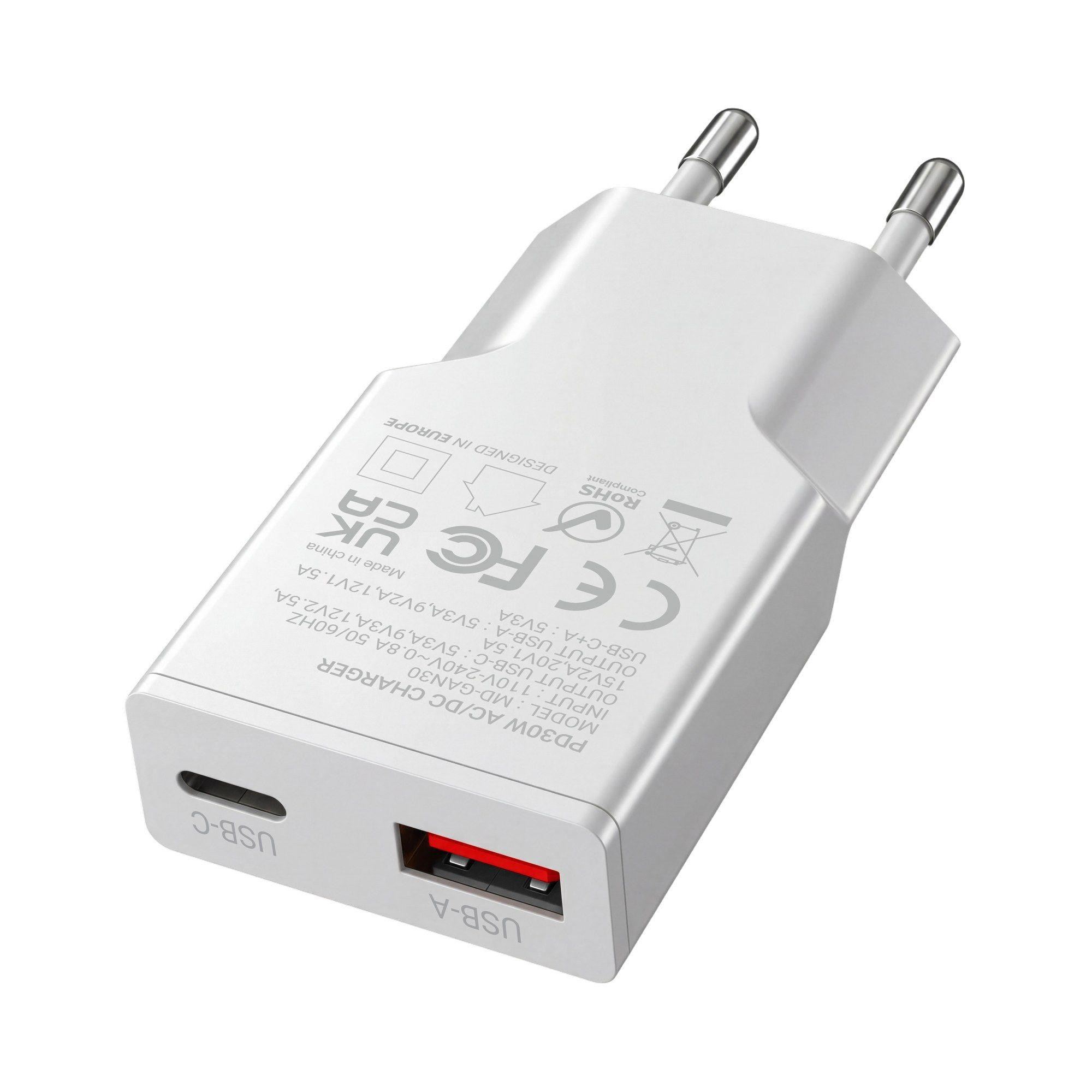 Carregador de Parede MARS GAMING MD-GAN30W (USB-C + USB-A - Tipo C - Branco), miniatura 4