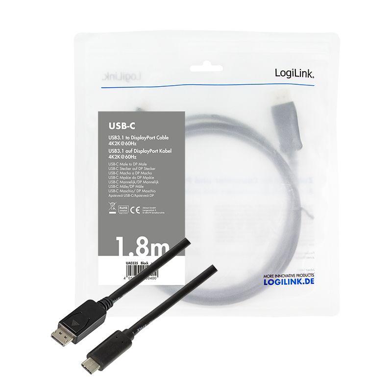 Cabo USB-C para DisplayPort LOGILINK UA0335 (1,8 m - USB Type-C - Preto), miniatura 3